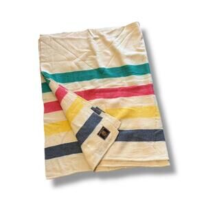 Vintage Early's Whitney Point Striped Wool Blanket